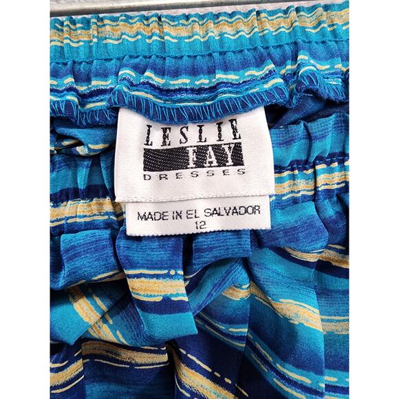 Vintage Leslie Fay Short Sleeve Blazer Striped Pleated Skirt Set Size 12 Blue - Picture 12 of 16